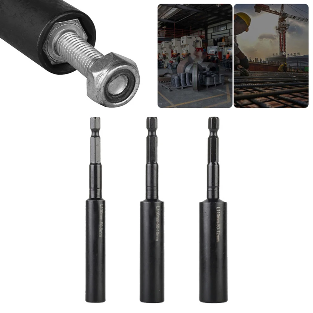 

3Pcs Socket Wrench Sleeve Adapter 110mm Deepth Hexagon Nut Driver Drill Bit H8-H12 For Electric Driver Parts Carpentry Hand Tool