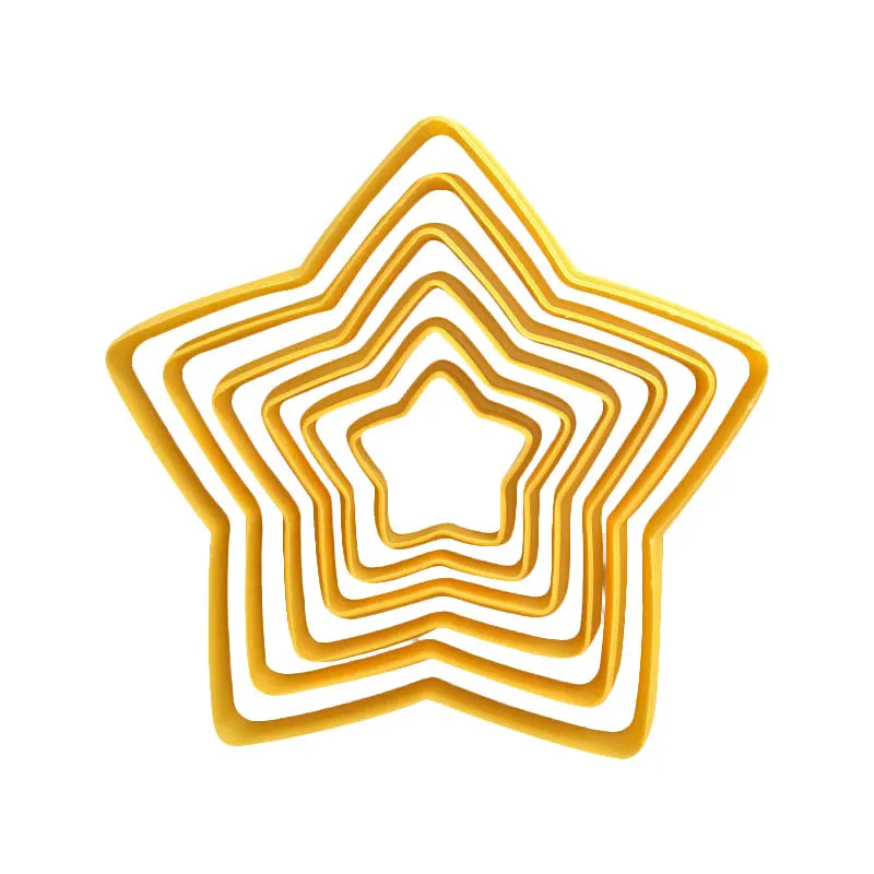 

6Pcs/set Five Pointed Star Printing Die Christmas Decor Kitchen Gadgets Biscuit Decorating Baking Accessories Fondant Cake Mold