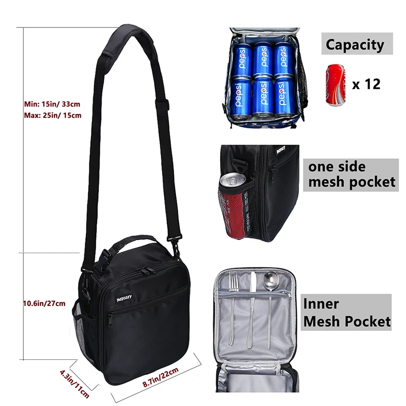 Facecozy Insulated Thermal Picnic Bags Women Men Camping Fridge Cooler Bag Waterproof Portable Lunch Box Tote School FoodStorage