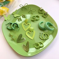 korean girl matcha green summer avocado flowers heart drop earrings for women earring simple cute accessories fashion jewelry