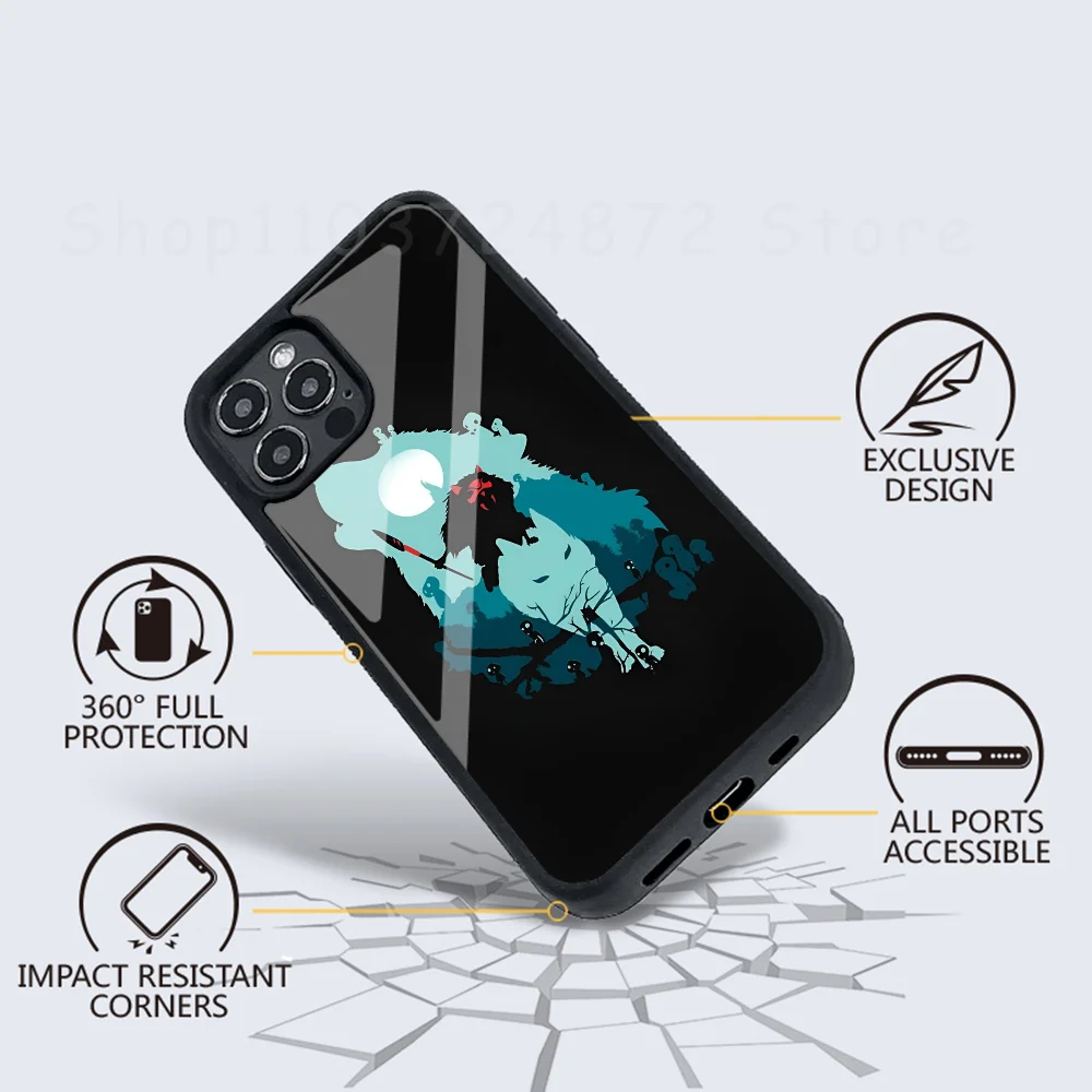 P-Princess M-MononokeS Phone Case For IPhone 16 15 14 13 Pro Max 11 Mini Alex Mirror Magsafe Wireless Charging Cover