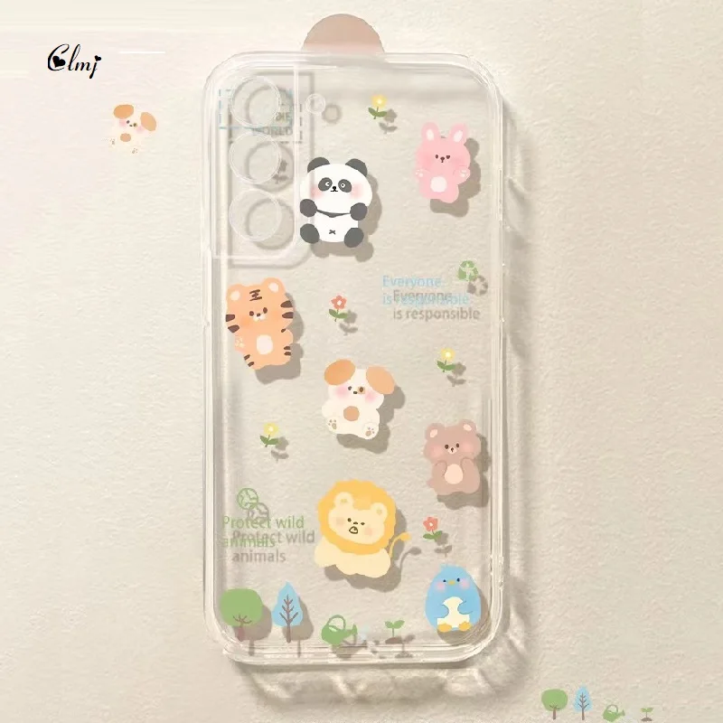 

Clmj Cute Panda Rabbit Phone Case For Samsung Galaxy A52 A12 A32 5G S21 Plus S22 Ultra S23 S20 FE Note 20 A72 Silicone Cover