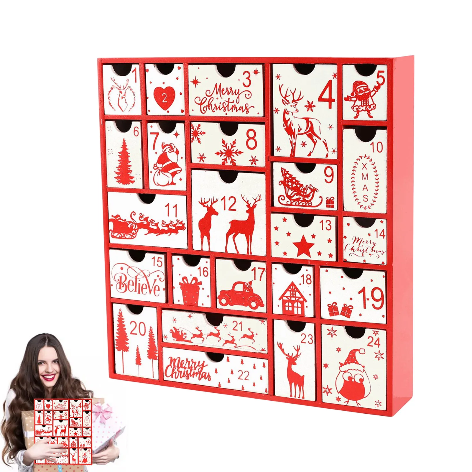 

Календарь для рождества, деревянный декор для стола, отсчет до Рождества, подсчет дней, декор для вечерние, Подарочная коробка для конфет дл...