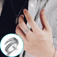 2022 vintage punk feather ring adjustable womens ring hip hop fine female rings couple jewelry party festivals gifts