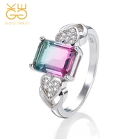 guginkei luxury tourmaline crystal gemstone rose gold silver 925 jewelry ring for women wedding jewelry 925 sterling silver ring