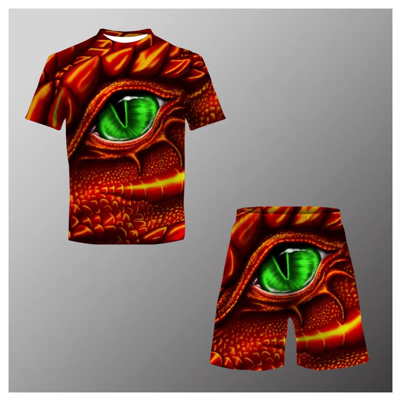 

Men's T-Shirt Suit Clothes Fashion Casual Tech Eye Print T-Shirt + Pants Two-Piece Set