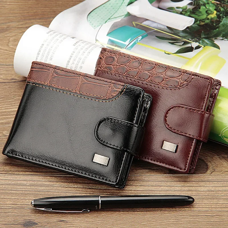 New Wallet Men's Short Small Multifunctional Hand Card Holder Clutch PU Business Zipper Purse Fashion High-quality Casual