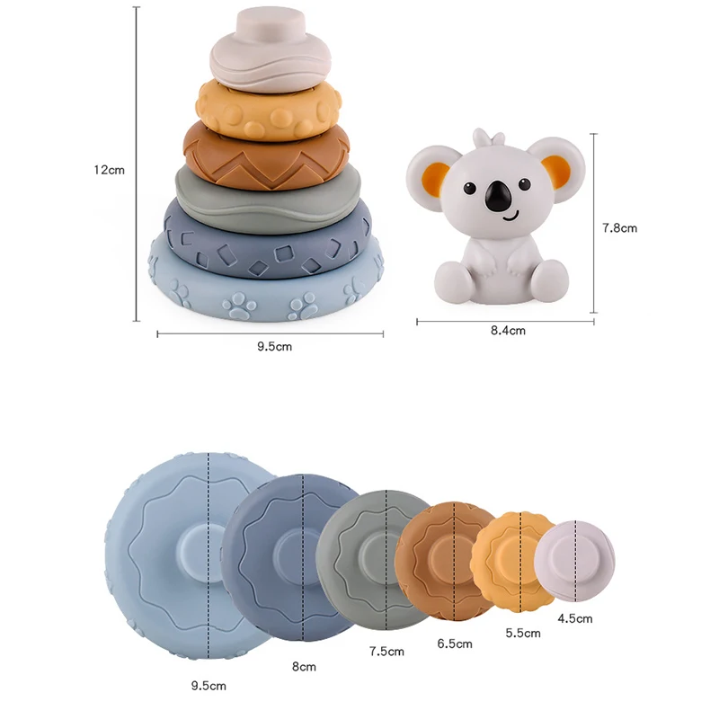 Силиконовые строительные блоки Монтессори для малышей от 0 до 12 месяцев