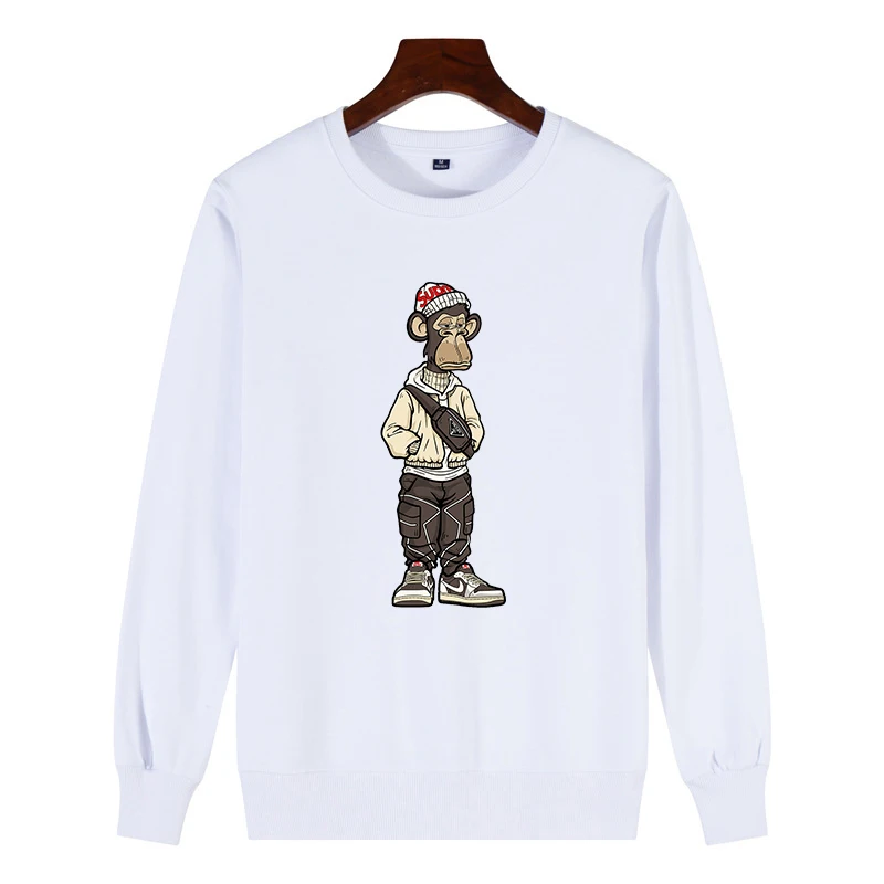 

New Bored Ape Sneaker Club Print Plus Size Men's Fleece Sweatshirt High Quality 100% Cotton Unisex Graphic Hoodies For Men