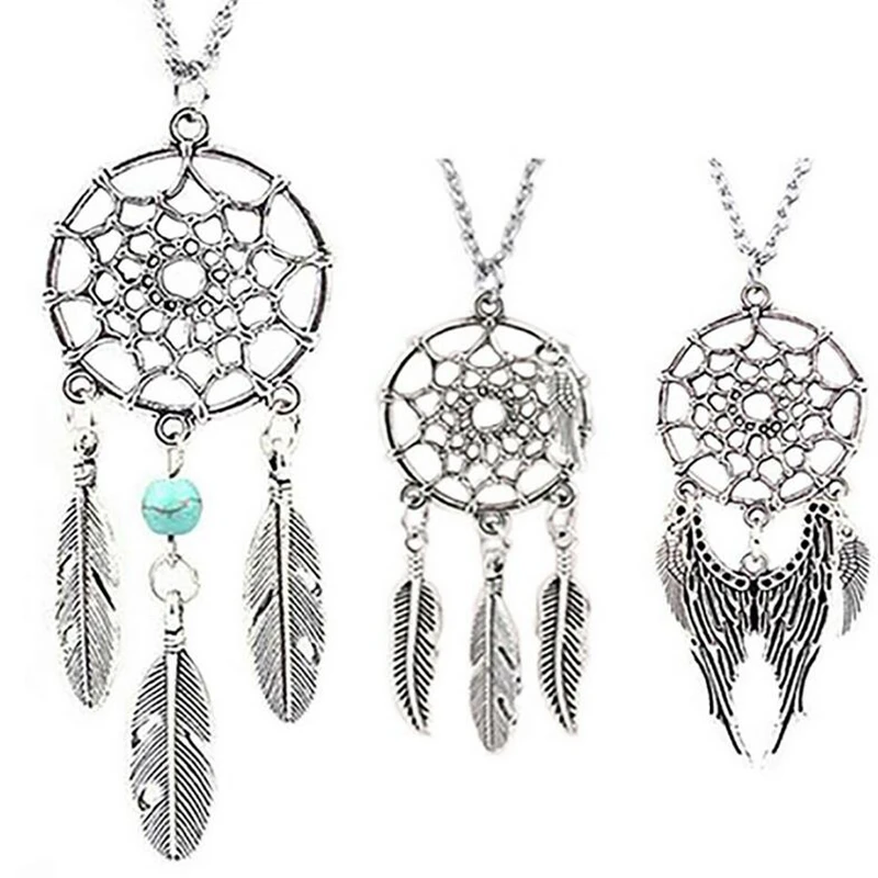 

Trendy Style Dreamcatcher Necklace Boho Mandala Lotus Yoga Wing Feather Stone Choker Pendant Jewelry Dream Catcher Gift Bijoux