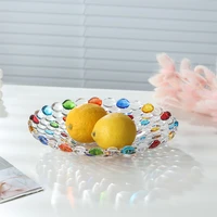 crystal polka dot plate glass fruit bowl large dried fruit bowl european living room creative candy tray