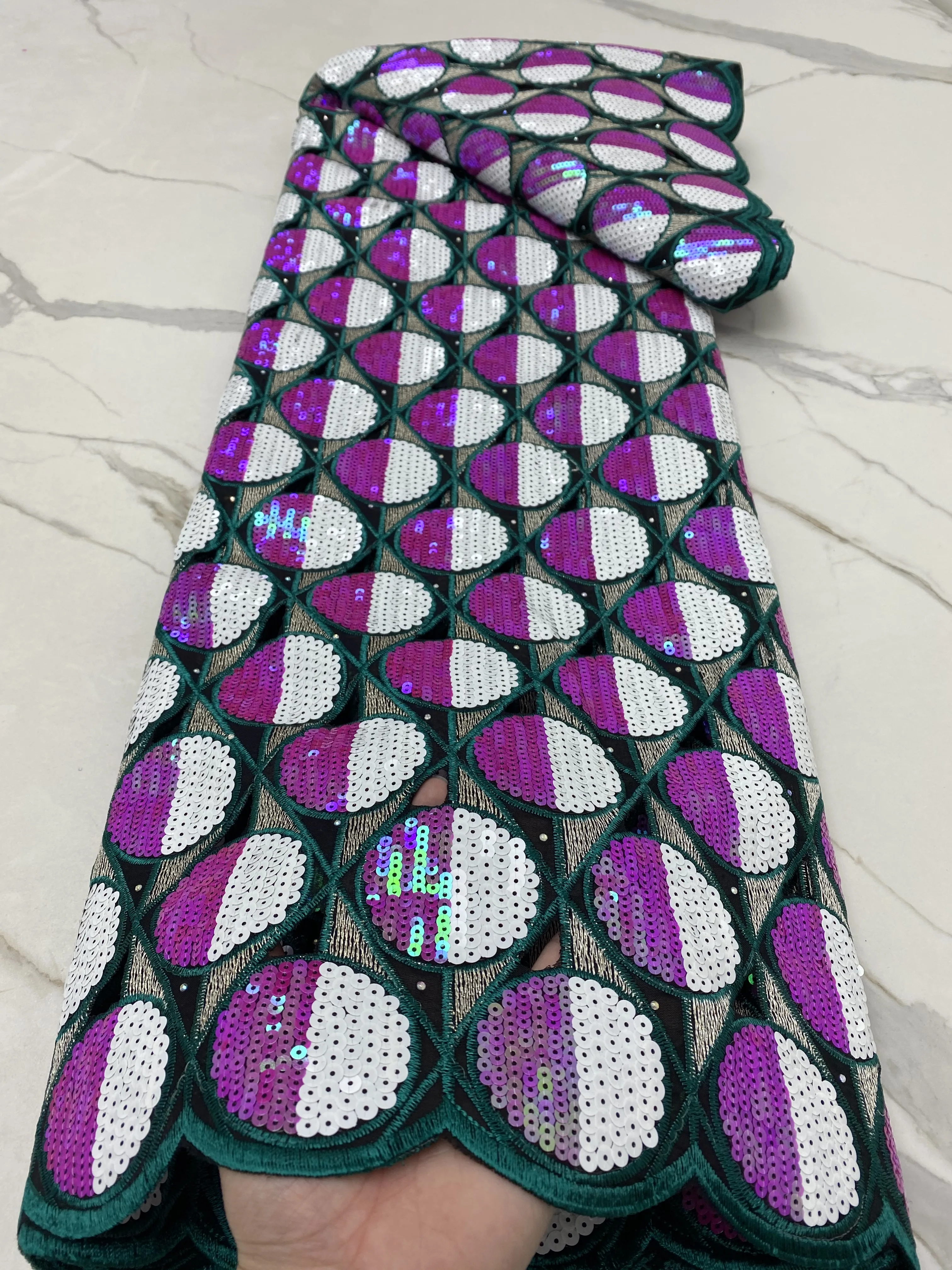 

High Quality African Mesh Lace Fabric With Stones 5 Yards Nigerian Lace Sequins Tulle Lace Fabric For Party Dress Wedding 4665B