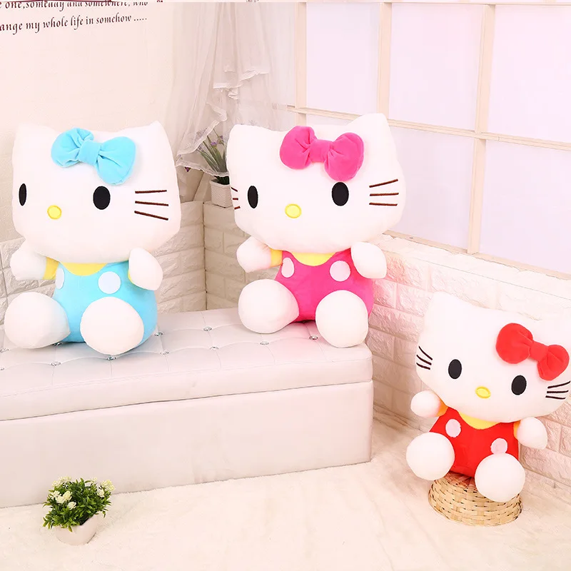 Hello Kitty Sanrio аниме плюшевые игрушки синего и розового цвета Плюшевые Куклы Kawaii