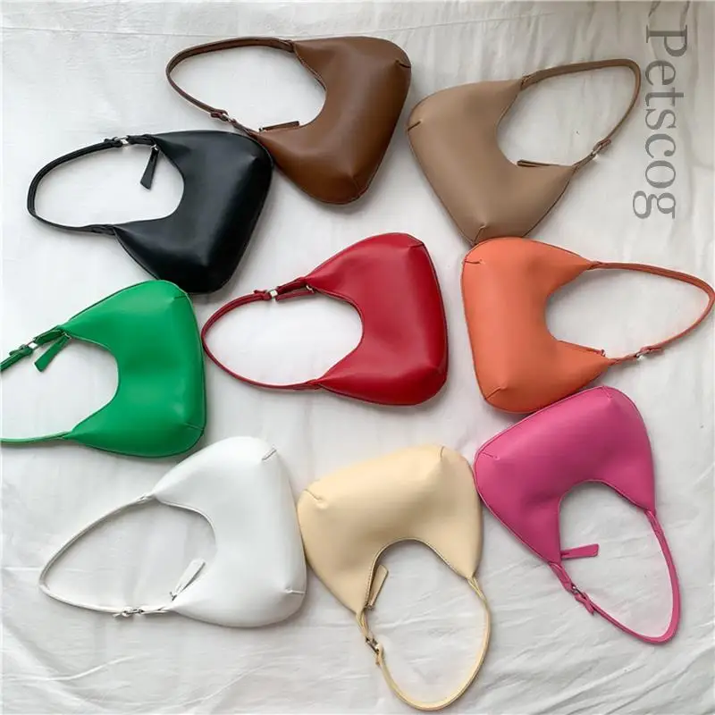 

Модные Роскошные дамские сумочки на подмышках, мягкая кожаная маленькая сумка через плечо с полумесяцем, однотонные повседневные женские с...