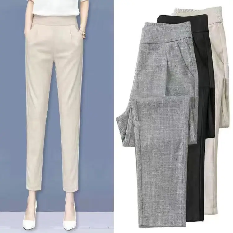 

2023 Spring Summer Women Trousers Work Wear Casual Black Pencil Pants 3XL Female Slim Pants Pantalones Mujer F142