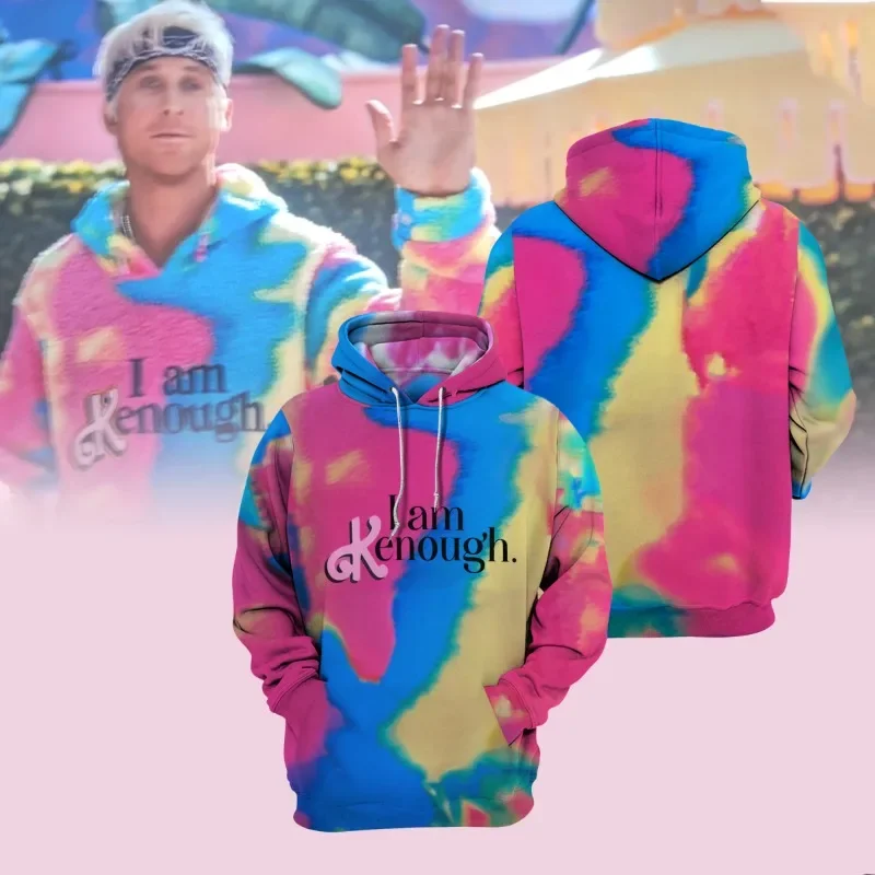 

2023 Hot Movie I Am Kenough Tie Dye Hoodie Fashion Harajuku Men Women I Am Enough Pullover Sweatshirts Clothes Long Sleeve Tops