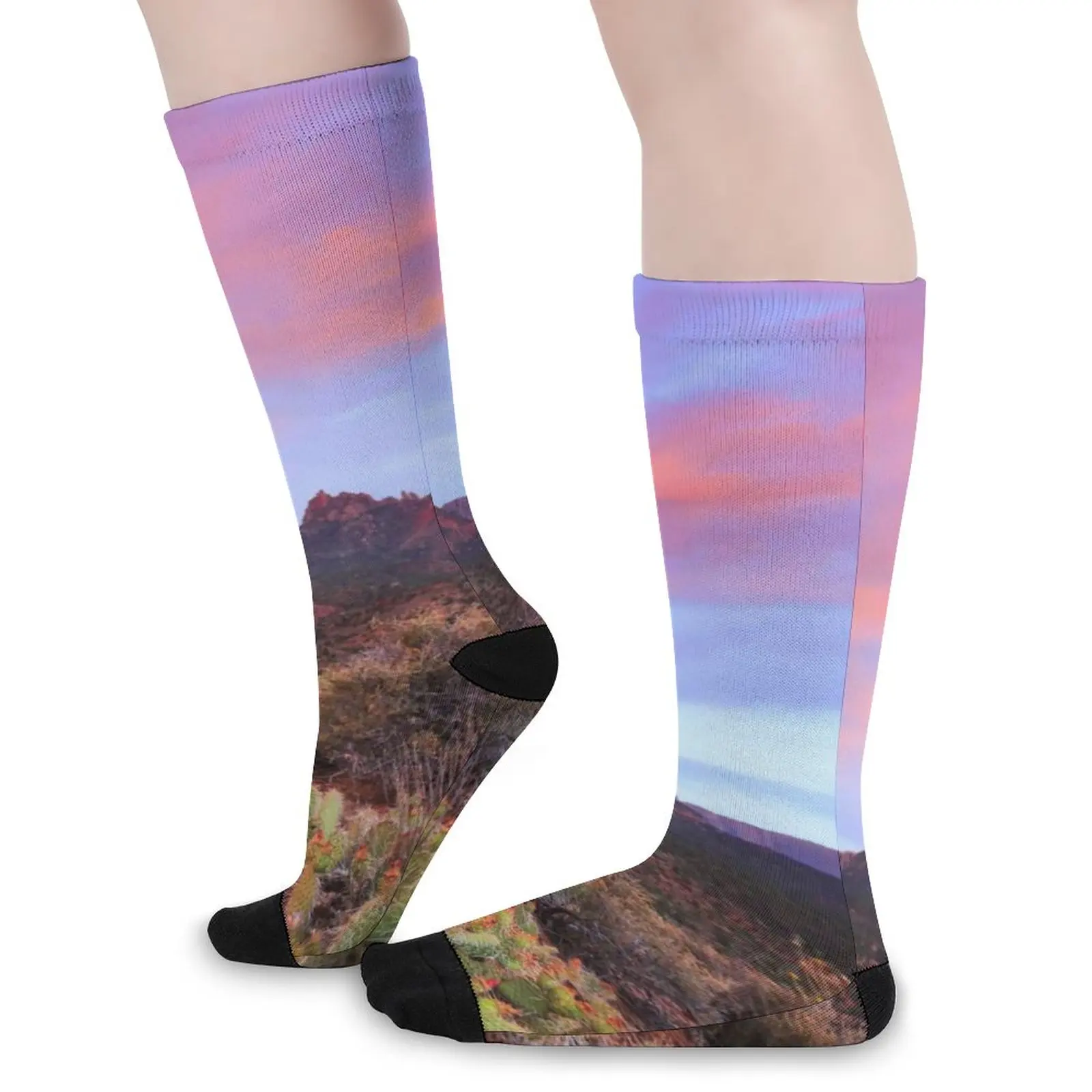 

Desert Sunset Stockings Cactus Landscape Custom Retro Socks Autumn Non-Slip Socks Girls Running Medium Soft Socks