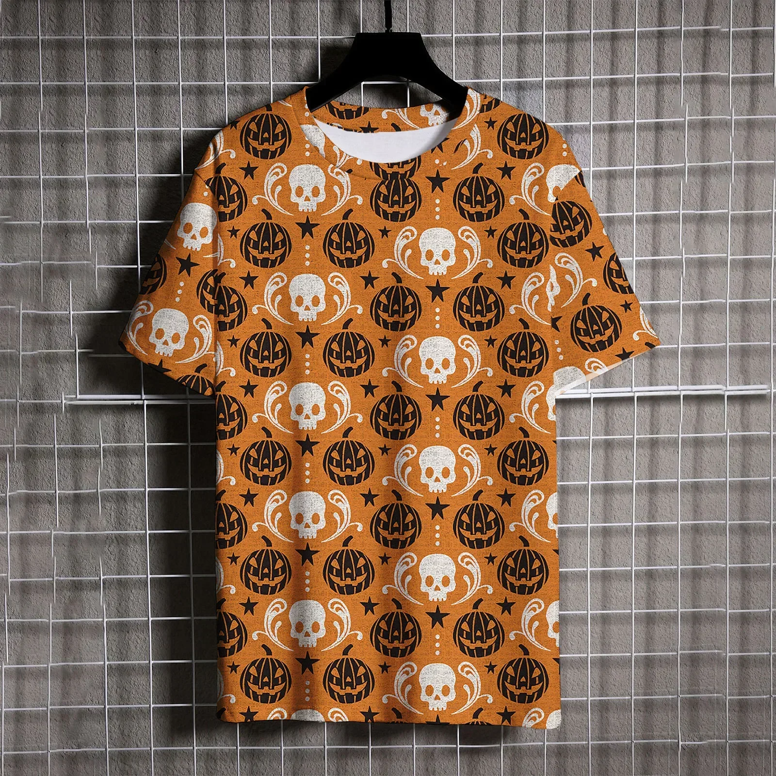 New Fashionable Versatile y2k Clothing 3D Cute pumpkin head Print Men's Halloween themed costumes Casual trend Short sleeve top