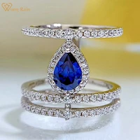 wong rain vintage 925 sterling silver 1ct pear created moissanite sapphire gemstone party ring for women fine jewelry wholesale
