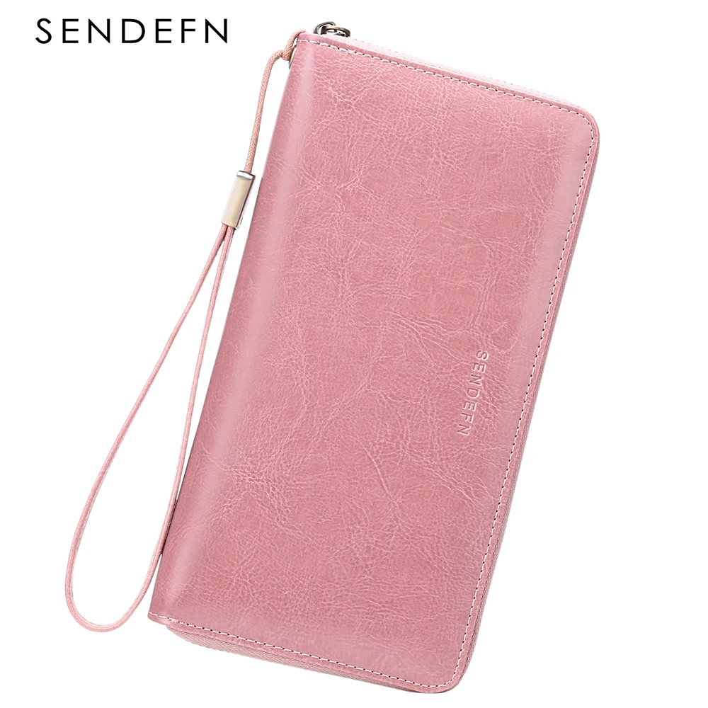 Wallets for Women Large Capacity Zipper Coin Purse Genuine Leather Card Holder Multi Card Organizer Cell Phone Wristlet Handbag