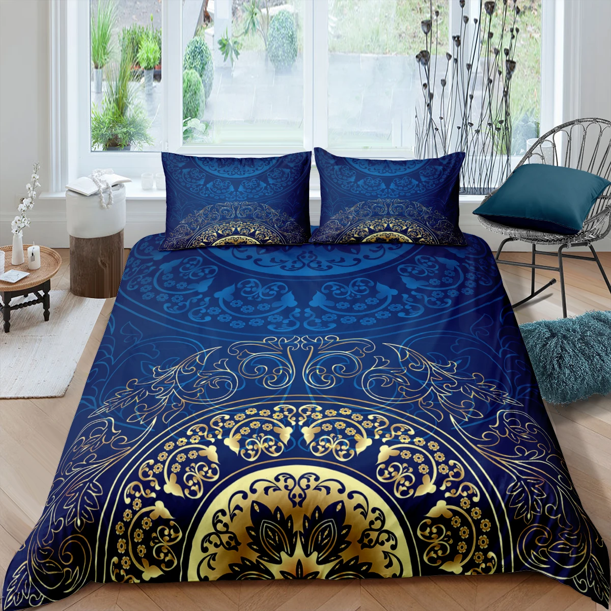 

Retro Bedding Set Oriental Mandala Style Quilt Cover Set Floral Decorative Comforter Cover Home Textile Single Double Queen King