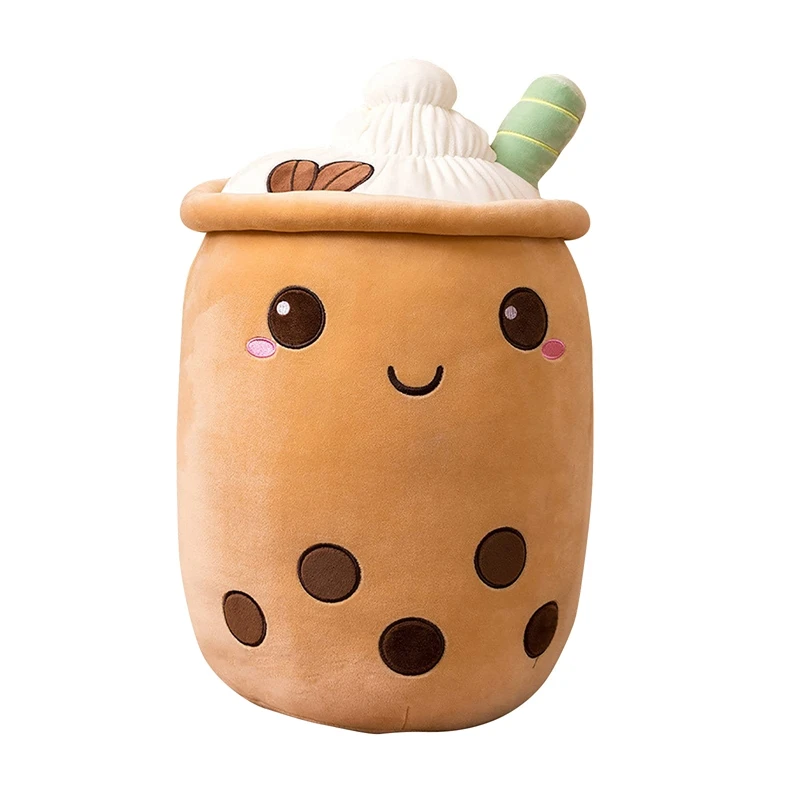 Симпатичный чай Boba плюшевая игрушка коричневый жемчуг молочный пузырьки подушка