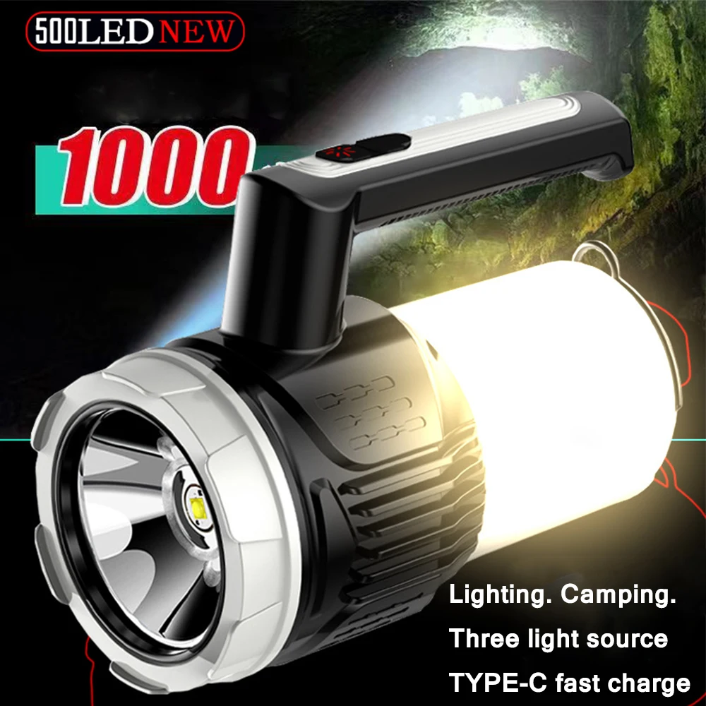 

Portable Rechargeable Flashlight Hand Lamp Household Work Light Camping Light USB Torch Tent Light Waterproof Camping Lantern