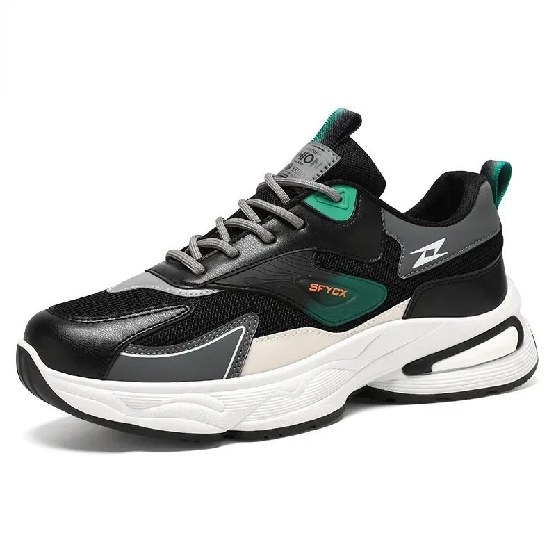 Мужские повседневные кроссовки модные спортивные с дышащей сеткой на толстой