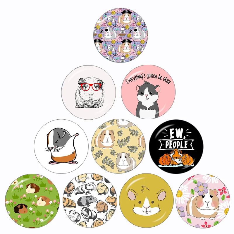 

Cute Guinea Pig 10 Pcs 12mm/16mm/18mm/20mm/25mm/30mm Round Photo Glass Cabochon Demo Flat Back Making Finding