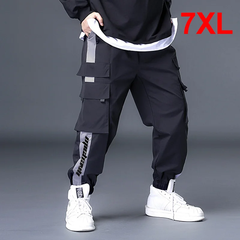 

Baggy Cargo Pants Men Black Joggers Sweatpants Streetwear Fashion Trousers Male Loose Bottoms Big Size 7XL Big Pocket HX616