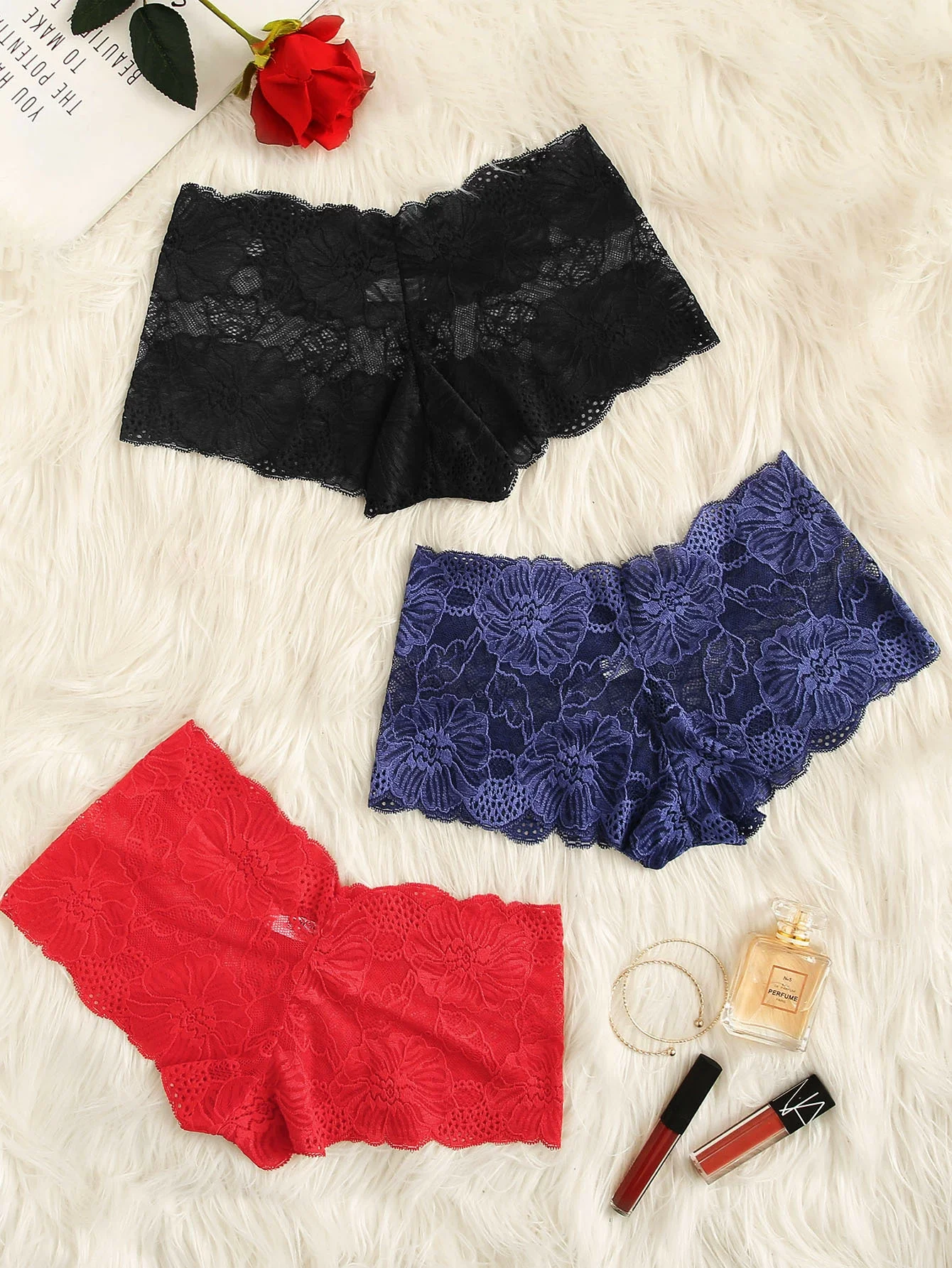 

New in Floral Lace Panty Set 3pack lingerie for women lingerie sexy corset ropa mujer robes lenceria femenina