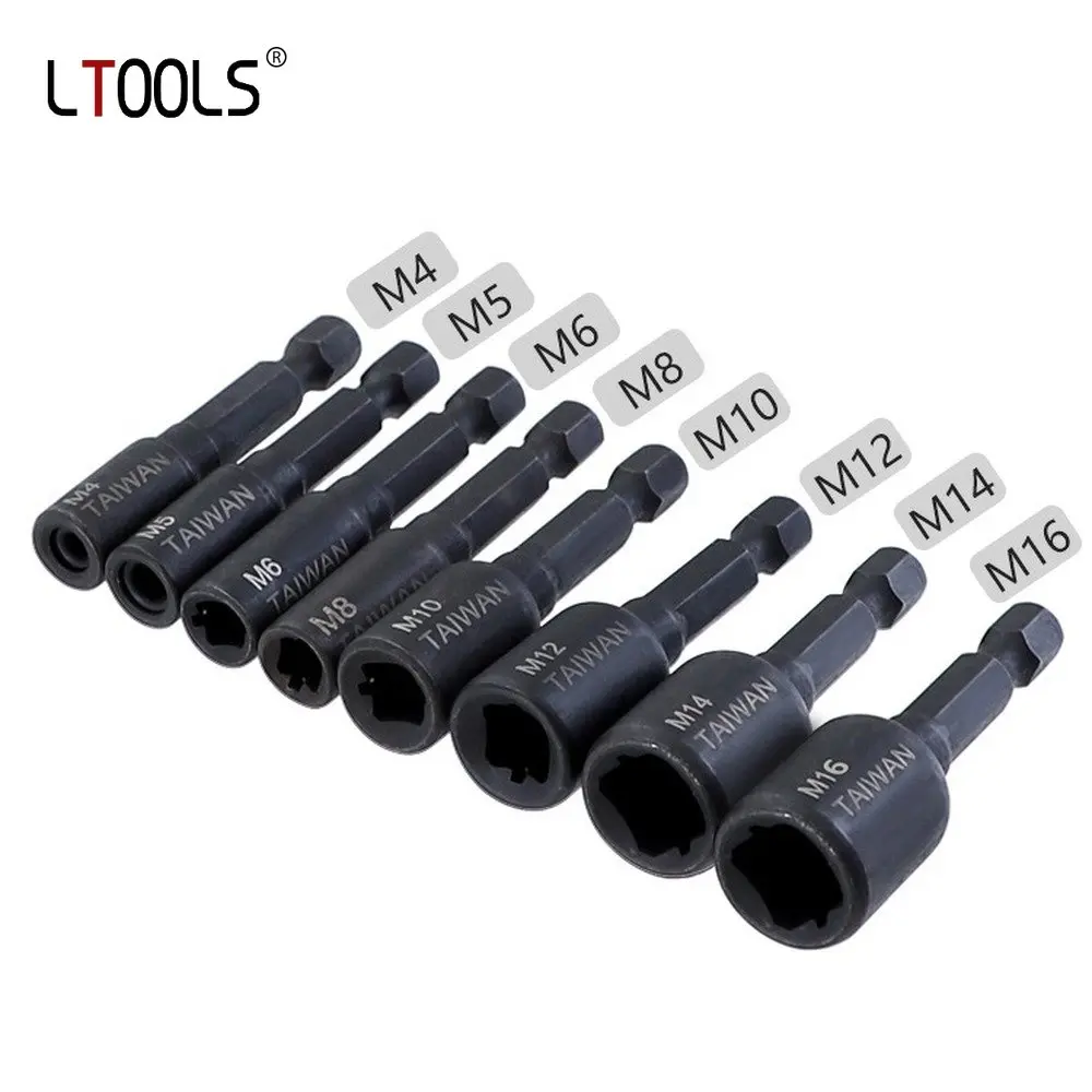 

8pcs Socket Adapter Collet Wrench Kit 1/4 Inch Shank Hex Shank Driver Tap Adapter M4-M16 Machine Tap DIY Machine Maintenance