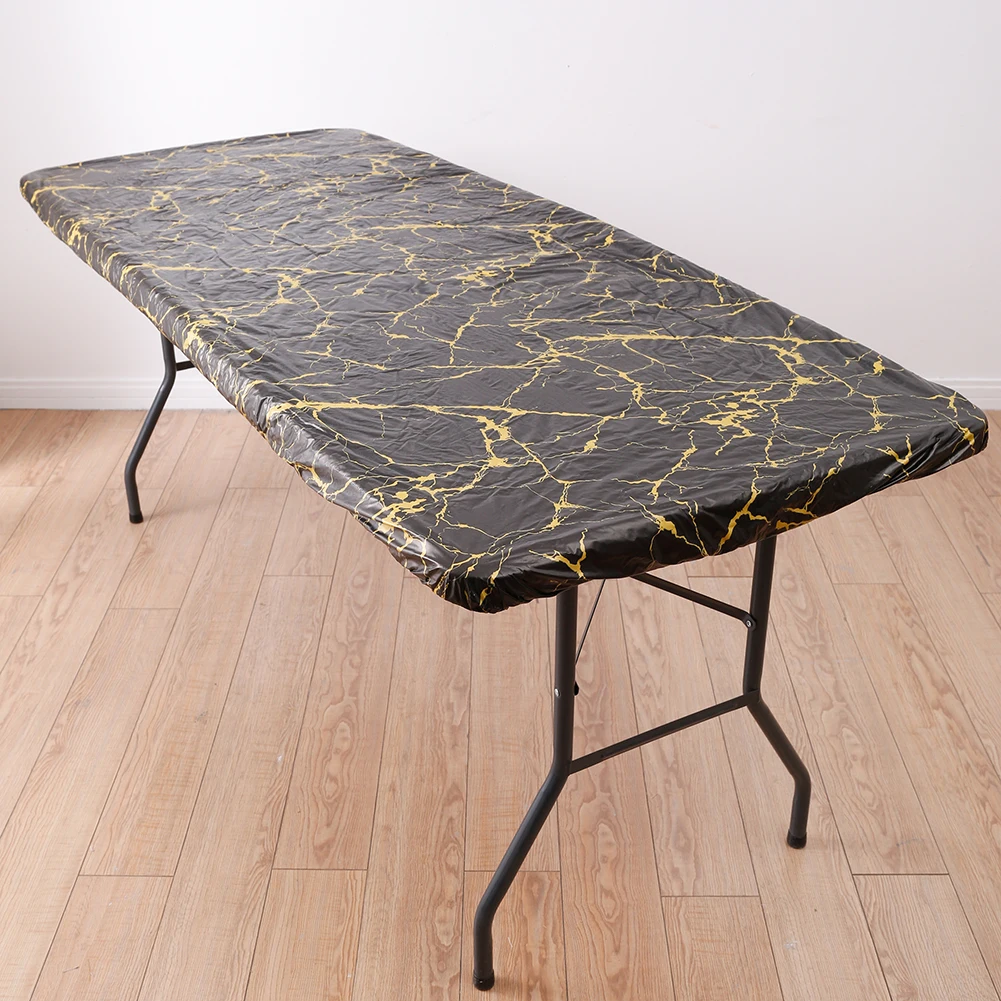 

Classic Pattern Dining Table Cloth Scratchproof Waterproof Desk Table Cloth Household Elastic Edge for Picnics Barbecues Parties