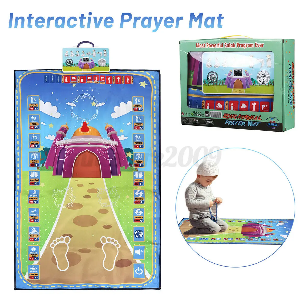 

Electronic Muslim Prayer Rug Islam Kids Educational Interactive Worship Blanket