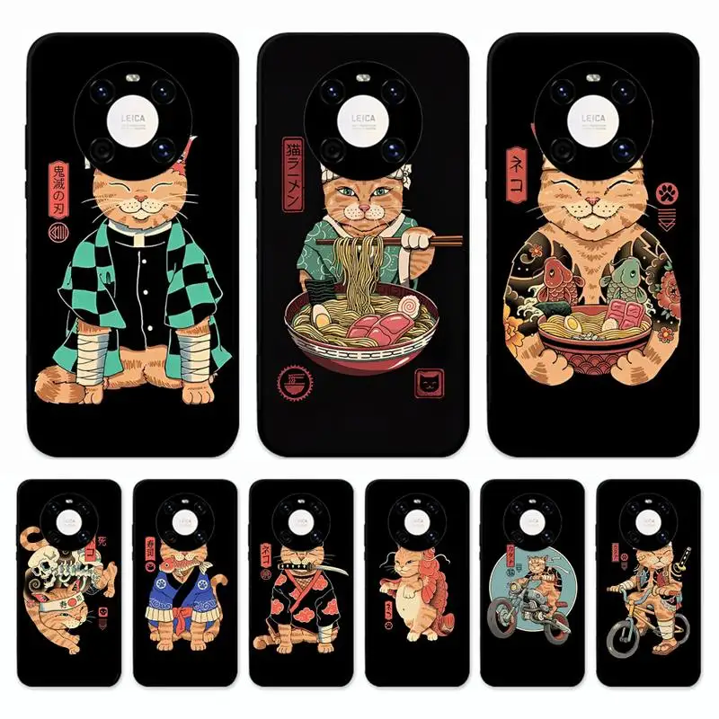 

Neko Ramen Japan Cat Anime Phone Case for Huawei Mate 20 10 9 40 30 lite pro X Nova 2 3i 7se
