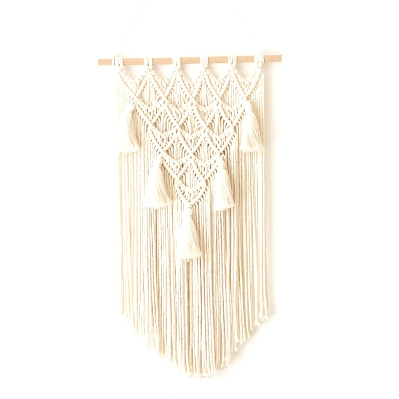 

Макраме ручной работы настенное украшение для дома богемный Плетеный гобелен ручной работы из чистого хлопка геометрический домашний деко...