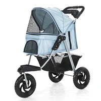 pet dog puppy cat travel stroller pushchair jogger buggy swivel 3 wheels car carrier luxury