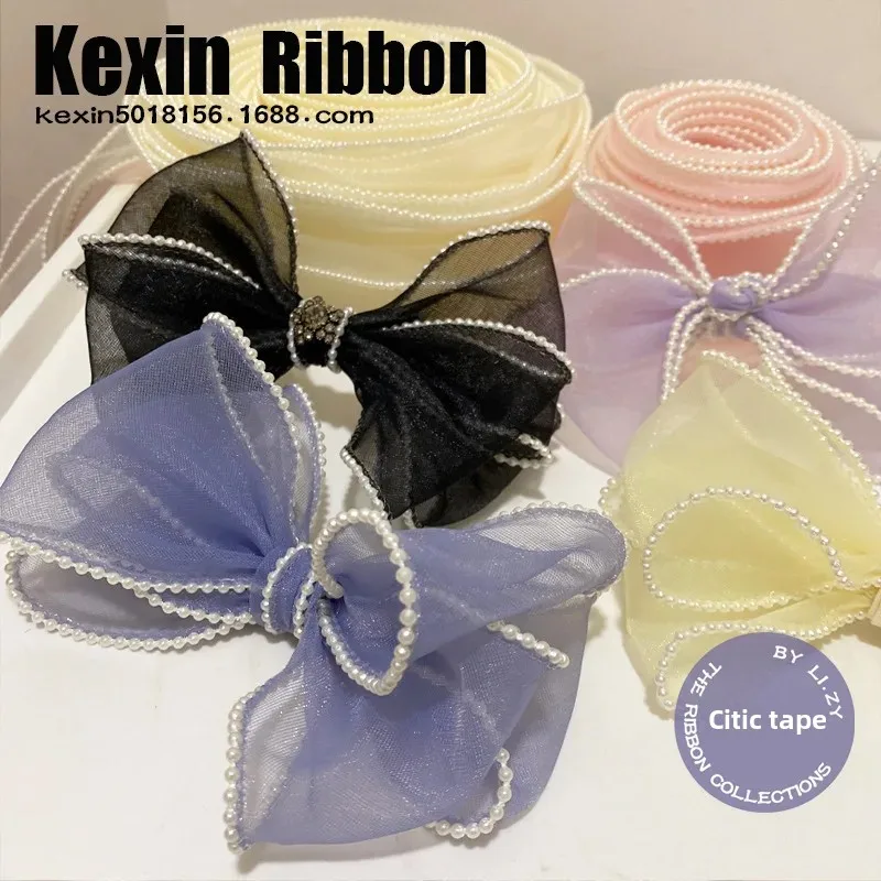 Жемчужные оборки сделай сам аксессуары для волос материал банта 6 см изогнутый