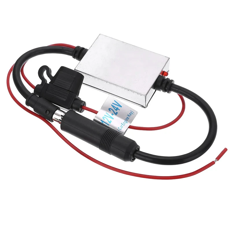 

1Pc FM Signal Amplifier Anti-Interference Car Antenna Radio FM Booster 88-108Mhz For Car Exterior Parts