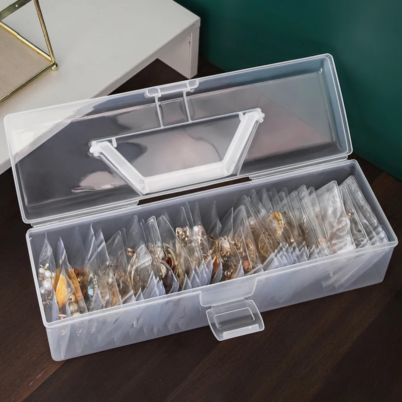 

Transparent Jewelry Storage Box with Lid Portable Dustproof Desktop Drawer Organizer Boxes Earring Necklace Storage Case Holder