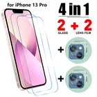 4 в 1 закаленное стекло для iPhone 13 12 11 Pro Max Защита экрана для iPhone 12 13 Mini XS XR SE 2020 7 8 6S Plus стекло