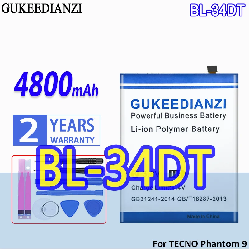 Флэш-память большой емкости аккумулятор GUKEEDIANZI BL34DT 4800mAh для TECNO CC9 AB7 CAMON 12 Pro CAMON12 Pro Phantom 9 Phantom9 Флэш-память большой емкости аккумулятор GUKEEDIANZI BL34DT 4800mAh для TECNO CC9 AB7 CAMON 12 Pro CAMON12 Pro Phantom 9 Phantom9