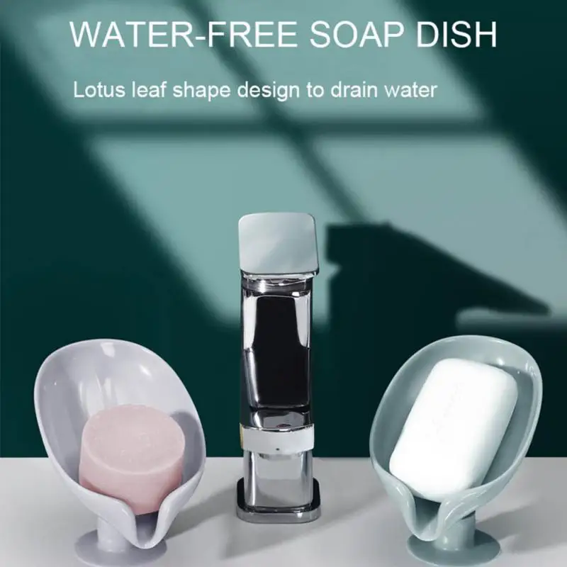 

Leaf Shaped Soap Dish Holder Suction Cup Soap Dish For Bathroom Shower Soap Box Sponge Soap Holder Storage Tray Soap Container