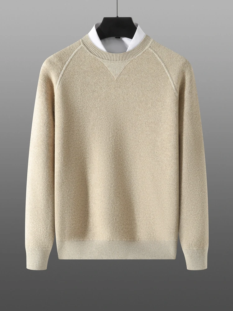 Мужской кашемировый свитер с круглым вырезом длинным рукавом