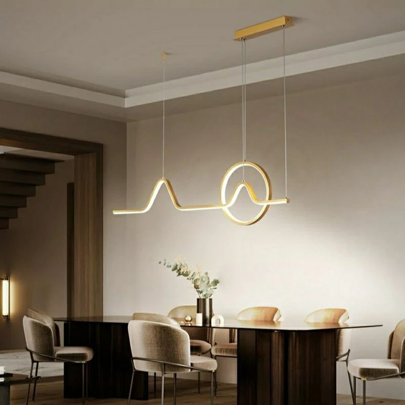 

Restaurant Pendant Light Modern And Minimalist Bar Dining Table Household Light Nordic Creative Strip Light LED Lighting Fixture