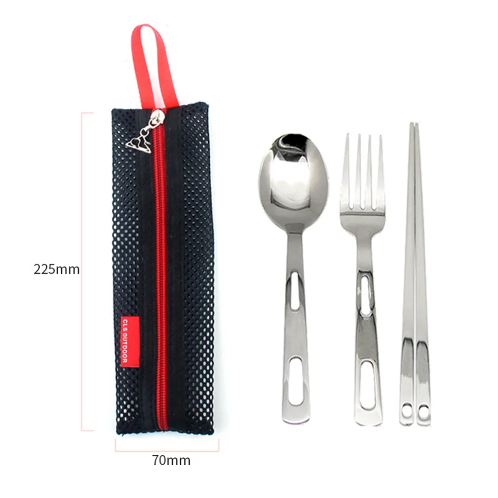 

5 Pcs Stainless Steel Resuable Portable Tableware Set Flatware Set with Carrying for Home Kitchen