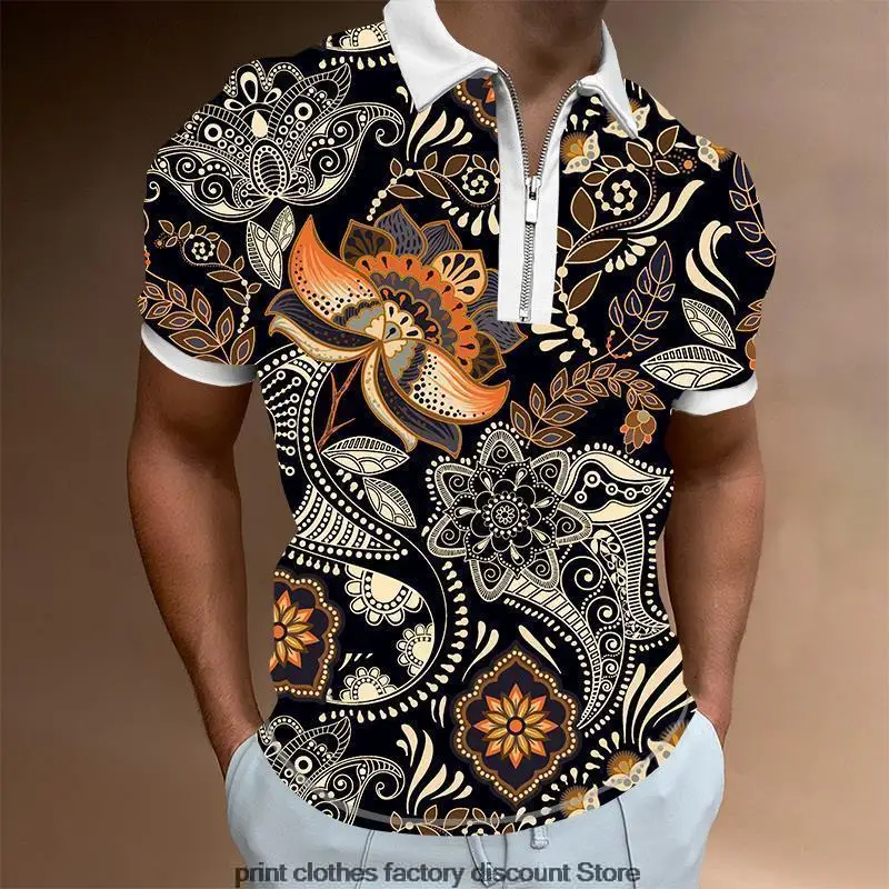 

Mens Designer Polo Shirts With Short Sleeve Casual Tops Fashions Clothing Male Streetwear Turn-Down Collar Zipper Tees Pullover