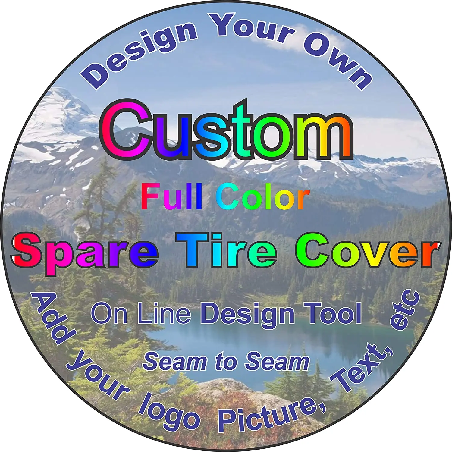 

Индивидуальная Крышка запасной шины с вашим логотипом, фото, изображение и надпись (Индивидуальный размер для любой марки/модели 255/75R17