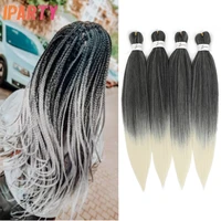 iparty black womens synthetic braiding hair yaki straight 24 inches pre stretched diy hair extension cosplay daily party
