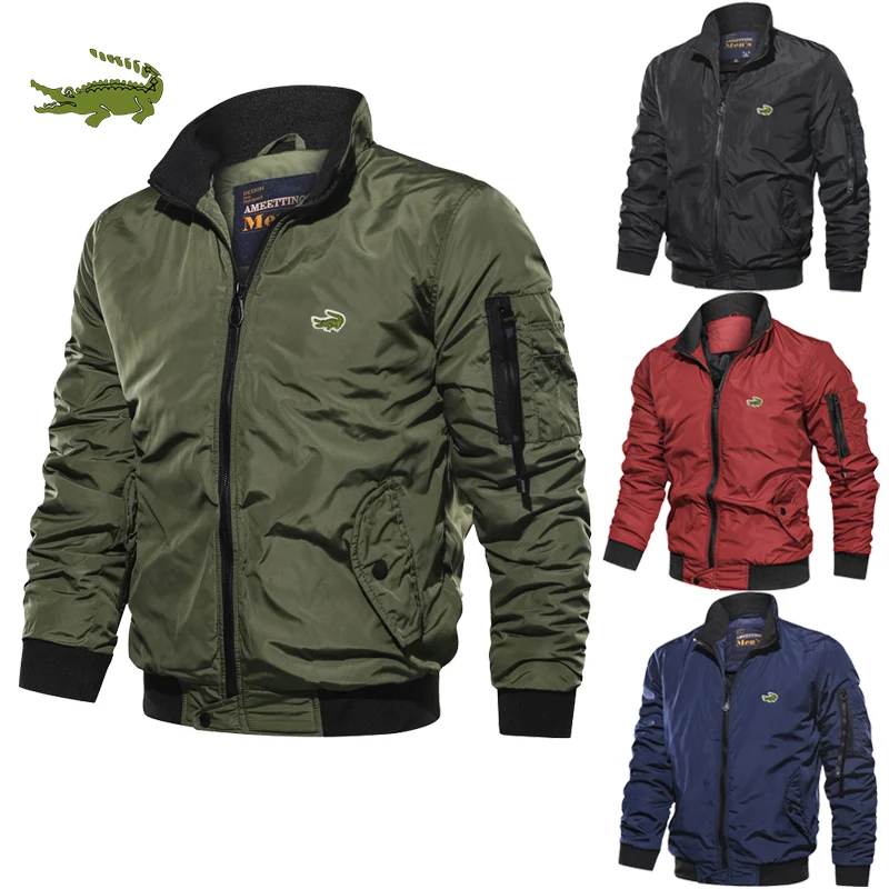 

Cartier Crocodile Military Jacket Men Slim Bomber Jacket Autumn Winter Men's Coat Long Sleeve Coat Men Clothing Plus Size